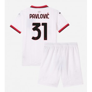 AC Milan Strahinja Pavlovic #31 Gostujuci Dres za Dječji 2024-25 Kratak Rukavima (+ kratke hlače)